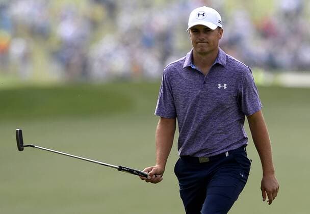 April 10, 2015 - Augusta, Georgia, U.S. - JORDAN SPIETH walks to the first green at Augusta National Golf Club during second round action in the Masters. Spieth started Friday s second round of the Masters tournament with a three-stroke lead. SpiethâÄ™s 66, combined with a 64 Thursday, gives him a two-day total of 14 under. His 130 total is the lowest two-round total in Masters history, breaking the record of 131 set by Raymond Floyd in 1976. Golf 2015 - Masters Tournament - Round 2 - ZUMAm67_