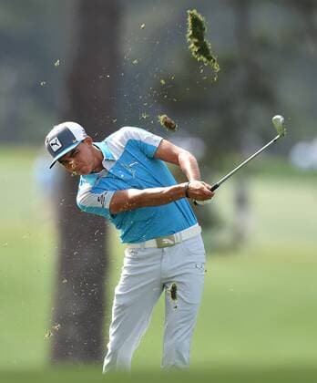 April 10, 2015 - Augusta, GA, USA - Rickie Fowler takes a divot on the 1st fairway during the second round of the Masters at Augusta National Golf Club on Friday, April 10, 2015, in Augusta, Ga. Masters day 2 - ZUMAm67_