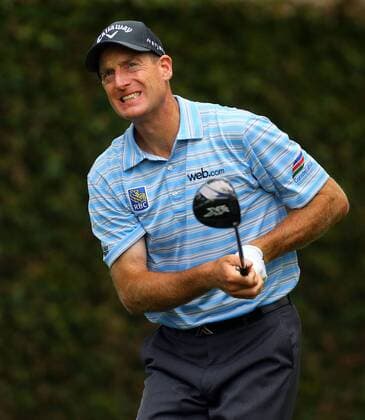 April 10, 2015 - Augusta, GA, USA - Jim Furyk watches his shot from the 2nd tee during the second round of the Masters at Augusta National Golf Club on Friday, April 10, 2015, in Augusta, Ga. Masters day 2 - ZUMAm67_