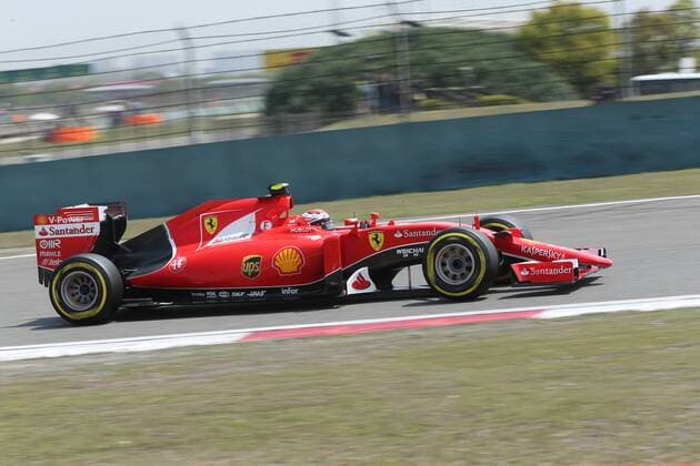 Finnish F1 driver Kimi Raikkonen of Ferrari steers his car during a practice session for the 2015 Formula 1 Chinese Grand Prix at the Shanghai International Circuit in Shanghai, China, 11 April 2015. F1 drivers gear up for Chinese Grand Prix in practice session  20150411_61343