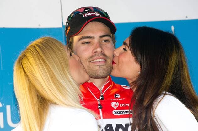 Tom Dumoulin of Giant winner of the 18,3 km individual time-trial and last stage of the 55rd edition of the Vuelta al Pais Vasco (Tour of the Basque Country) cycling race in Aia on April 11, 2015 