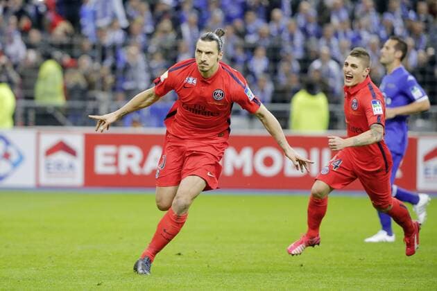 Zlatan Ibrahimovic (psg) marque le premier but sur penalty FOOTBALL : Paris SG vs SC Bastia - Finale Coupe de la Ligue - 11 04 2015 StephaneAllaman Panoramic 