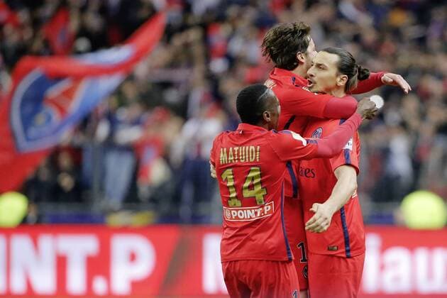 Zlatan Ibrahimovic (psg) marque le premier but sur penalty FOOTBALL : Paris SG vs SC Bastia - Finale Coupe de la Ligue - 11 04 2015 StephaneAllaman Panoramic 