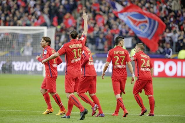 Zlatan Ibrahimovic (psg) marque le premier but sur penalty FOOTBALL : Paris SG vs SC Bastia - Finale Coupe de la Ligue - 11 04 2015 StephaneAllaman Panoramic 