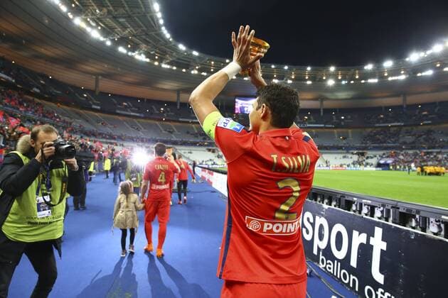Thiago Silva (PSG) FOOTBALL : SC Bastia vs Paris Saint Germain (PSG) - Finale Coupe de la Ligue - 11 04 2015 GwendolineLeGoff 