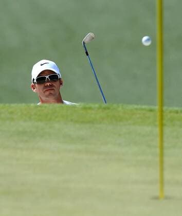 April 11, 2015 - Augusta, GA, USA - Paul Casey chips his ball onto the 7th green during the third round of the Masters at Augusta National Golf Club on Saturday, April 11, 2015, in Augusta, Ga. The Masters, Day 3 - ZUMAm67_