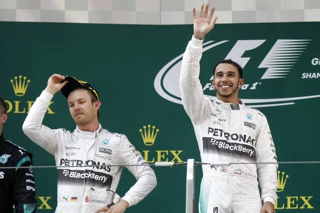 Motorsports: FIA Formula One World Championship WM Weltmeisterschaft 2015, Grand Prix of China, 6 Nico Rosberg (GER, Mercedes AMG Petronas Formula One Team), 44 Lewis Hamilton (GBR, Mercedes AMG Petronas Formula One Team), xHOCHxZWEIx