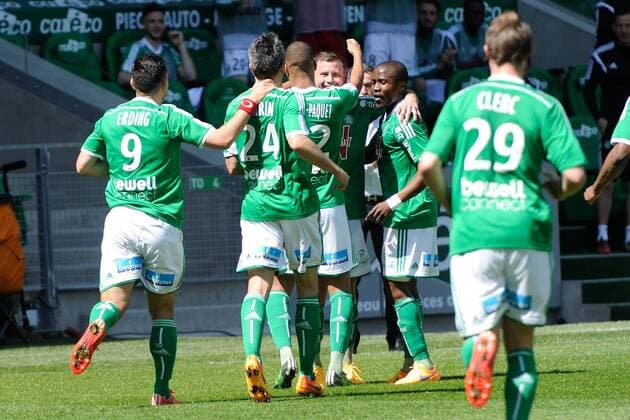 Joie de Franck Tabanou (saint etienne) FOOTBALL : AS Saint Etienne vs FC Nantes - Ligue 1 - 12 04 2015 FredericChambert 