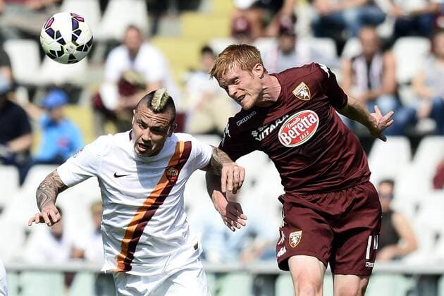 Db Torino 12 04 2015 - campionato di calcio serie A Torino-Roma foto Daniele Buffa Image nella foto: Radja Nainggolan-Alessandro Gazzi 