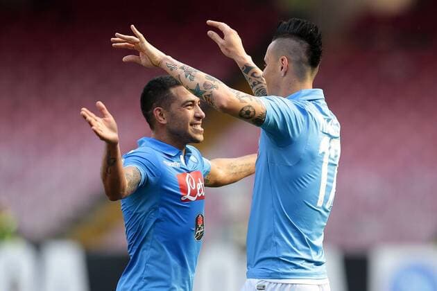 Esultanza dopo il gol di Marek Hamsik Napoli, goal celebration Napoli 12-04-2015 Stadio San Paolo Football Calcio Serie A Napoli - Fiorentina Foto Cesare Purini Insidefoto cesarexpurini