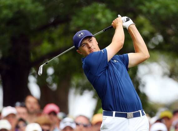 April 12, 2015 - Augusta, GA, USA - Jordan Spieth hits from the No. 4 tee during the final round of the Masters on Sunday, April 12, 2015, at Augusta National Golf Club in Augusta, Ga. Masters final round - ZUMAm67_
