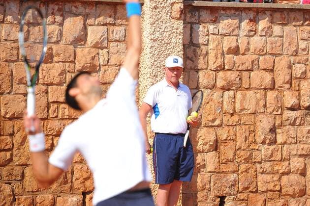 Novak Djokovic (Ser) avec Boris Becker TENNIS : MASTERS SERIES DE MONTE CARLO - 13 04 2015 TennisMagazine Panoramic 