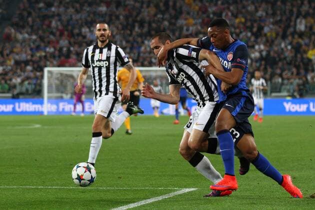 Monaco forward Anthony Martial (23) fights for the ball against Juventus defender Giorgio Chiellini (3) Champions League Juventus Turin - AS Monaco FC  - ZUMAn230
