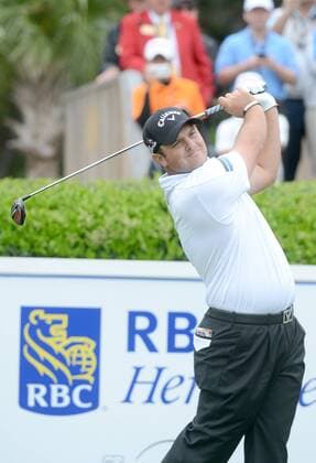 Oct. 29, 2014 - Hilton Head Island, SC, USA - Patrick Reed hits from the 1st tee during the first round of the RBC Heritage Presented by Boeing on Thursday, April 16, 2015, at Harbour Town Golf Links in Sea Pines on Hilton Head Island, S.C. RBC Heritage Presented by Boeing - ZUMAm67_