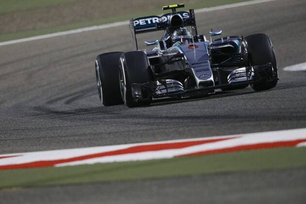 April 17, 2015 - Sakhir, Kingdom of Bahrain - NICO ROSBERG of Germany and Mercedes AMG Petronas F1 Team drives during the second free practice session of the 2015 Formula 1 Bahrain Grand Prix at Bahrain International Circuit in Sakhir, Kingdom of Bahrain. F1 2015 - Bahrain Grand Prix - Practice - ZUMAg147