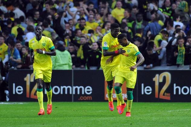 EQUIPE DE FOOTBALL DE NANTES - Papy Mison DJILOBODJI (nan) - REMI GOMIS (nan) - SERGE GAKPE (nan) - JOIE FOOTBALL : Nantes vs Marseille - Ligue 1 - 17 04 2015 FEP Panoramic 
