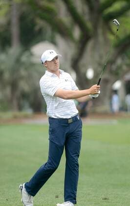 April 17, 2015 - Hilton Head, SC, USA - Jordan Spieth hits the ball on the 8th fairway during the second round of the RBC Heritage Presented by Boeing at Harbour Town Golf Links in Sea Pines on Hilton Head Island, S.C., on Friday, April 17, 2015. RBC Heritage, second round - ZUMAm67_