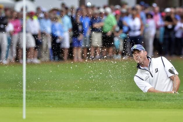 April 17, 2015 - Hilton Head, SC, USA - Matt Kuchar hits from the bunker on the 9th hole during the second round of the RBC Heritage Presented by Boeing at Harbour Town Golf Links in Sea Pines on Hilton Head Island, S.C., on Friday, April 17, 2015. RBC Heritage, second round - ZUMAm67_