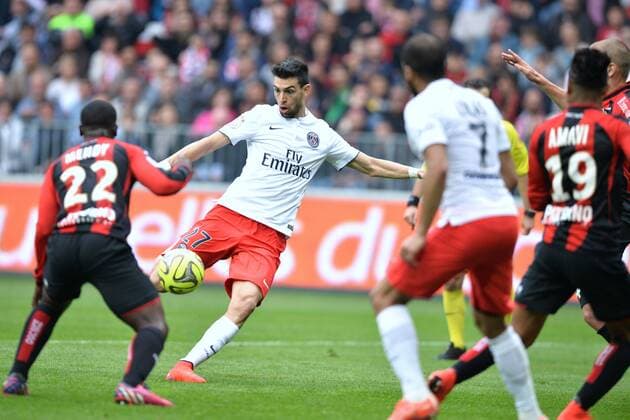 2eme BUT Javier Pastore (psg) FOOTBALL : OGC Nice vs FC Paris St Germain - Ligue 1 2014 2015 - 18 04 2015 AnthonyBIBARD FEP Panoramic 