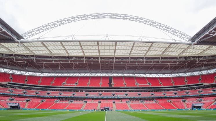 Football - 2014 2015 - FA Cup Semi Final, - Aston Villa Vs Liverpool, Wembley Stadium prepares to greet the fans and teams from Aston Villa and Liverpool. COLORSPORT DANIEL BEARHAM  AST_LIV