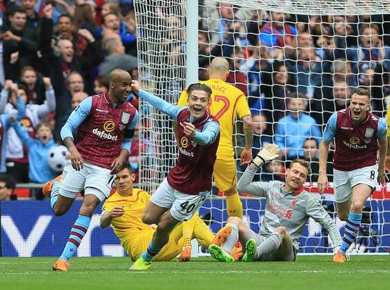 Aston Villa s Fabian Delph celebrates scoring his sides second goal The FA Cup - Semi Final- Aston Villa vs Liverpool - Wembley - England - 19th April 2015 - Picture David Klein Sportimage EDITORIAL USE ONLY. No use with unauthorised audio, video, data, fixture lists, club league logos or live services. Online in-match use limited to 120 images, no video emulation. No use in betting, games or single club league player publications.
