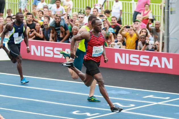 Challenge Mano a Mano with Usain Bolt RIO DE JANEIRO, Brazil - 19 04 2015: CHALLENGE MANO A MANO 2015 - 100m Male, Beaten by Usain Bolt with a time of 10:11, held at the Brazilian Jockey Club. (Photo: André Horta FotoArena)  AndréxHorta