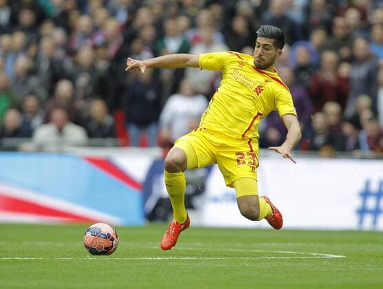 Emre Can of Liverpool - Football - FA Cup semi-final - Aston Villa vs Liverpool - Wembley Stadium London - Season 2014 15 - 19th April 2015 - Photo Malcolm Couzens Sportimage EDITORIAL USE ONLY. No use with unauthorised audio, video, data, fixture lists, club league logos or live services. Online in-match use limited to 120 images, no video emulation. No use in betting, games or single club league player publications.