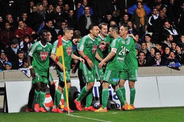 Romain Hamouma (saint etienne) et de ses coequipiers FOOTBALL : Olympique Lyon vs AS Saint Etienne ASSE - Ligue 1 - 19 04 2015 FredericChambert Panoramic 