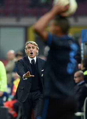 FUSSBALL INTERNATIONAL SERIE A SAISON 2014 2015 31. Spieltag Inter Mailand - AC Mailand 19.04.2015 Trainer Roberto Mancini (li, Inter Mailand) 