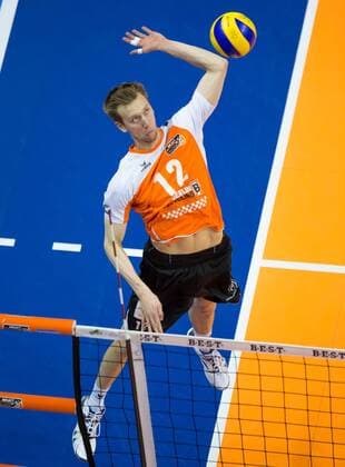 Berlin, Deutschland, 22.04.2015: Volleyball Bundesliga Playoffs Finale Spiel 2 (Best of Five) Saison 2014 2015 - Berlin Recycling Volleys - VfB Friedrichshafen. Paul Carroll (BR Volleys 12)
