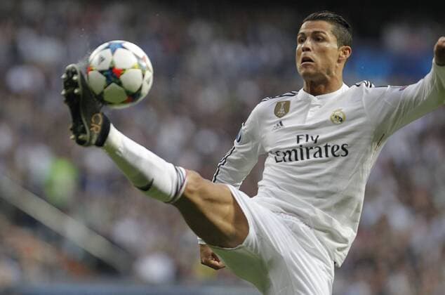 Soccer match between Real Madrid and Atletico de Madrid of the 2014 2015 Champions League, held at the Santiago Bernabeu stadium, in Madrid 04 22 2015. Cristiano Ronaldo 