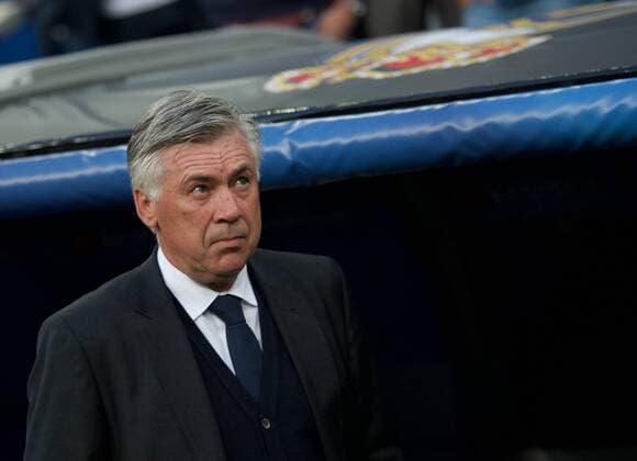 Real Madrid Coach, Carlo Ancelotti. Round 1 4 of the CHAMPIONS league, soccer match between Real Madrid - Atletico de Madrid at the Santiago Bernabeu estadium, Madrid - Spain by April 22, 2015. 