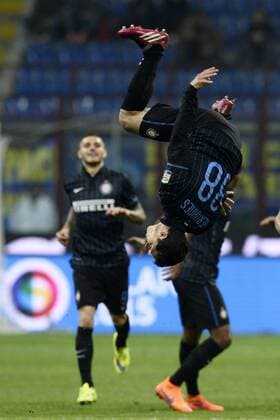 Db Milano 25 04 2015 - campionato di calcio serie A Inter Mailand vs AS Rom: Torjubel Hernanes 