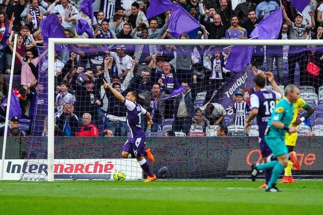 Goal et joie Adrien Regattin (tfc) FOOTBALL : Toulouse FC vs FC Nantes - 34eme journee de L1 - 25 04 2015 ThierryBreton 