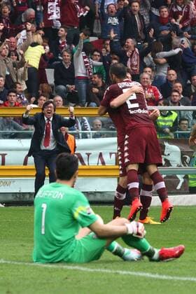 Aktuell Fußball, Italien, Serie A, FC Turin - Juventus Turin April 26, 2015 - Turin, Italy - Torino defender Matteo Darmian (36) celebrates with his teammates after scoring his goal during the Serie A football match n.32 TORINO - JUVENTUS on 26 04 15 at the Stadio Olimpico in Turin, Italy. Copyright 2015 Matteo Bottanelli Torino FC v Juventus FC - Serie A  - ZUMAn230