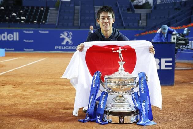 Kei Nishikori (JPN), APRIL 26, 2015 - Tennis : Kei Nishikori of Japan after the ceremony of singls finals match against Pablo Andujar of Spain on the Barcelona Open Banc Sabadell tennis tournament at the Real Club de Tenis de Barcelona in Barcelona, Spain, April 26, 2015. Noxthirdxpartyxsales  (heha018534)