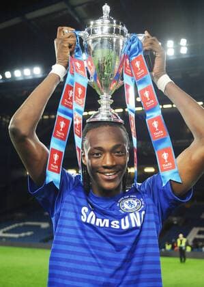 Football - 2014 2015 FA Youth Cup Final 2nd leg - Chelsea FC London Tammy Abraham of Chelsea with the trophy at Stamford Bridge. 