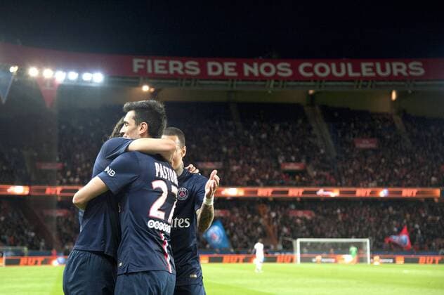 EQUIPE DE FOOTBALL DU PSG - JAVIER PASTORE (psg) - JOIE FOOTBALL : Paris SG vs Metz - Ligue 1 - 28 04 2015 FEP Panoramic 