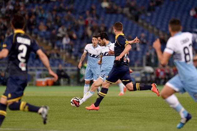 29.04.2015. Rome, Italy. Serie A Football. Lazio versus Parma. Marco Parolo scores 1-0 for Lazio xGiuseppexMaffiax  ActionPlus11616562