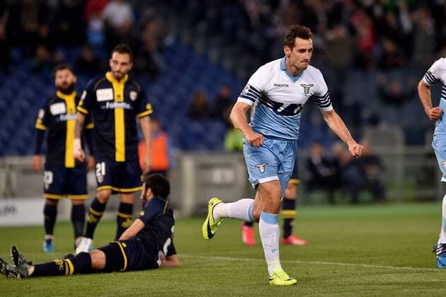 29.04.2015. Rome, Italy. Serie A Football. Lazio versus Parma. Miroslav Klose celebrates after he scored the goal for 2-0 for Lazio xGiuseppexMaffiax  ActionPlus11616567