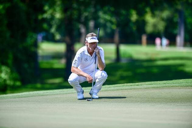 May 1, 2015: Bernhard Langer lines up a putt on number two during first round action of the 2015 Insperity Invitational at Tournament Course of The Woodlands Country Club. GOLF: MAY 01 Champions Tour - Insperity Invitational - First Round Icon1500501021 EDITORIAL USE ONLY