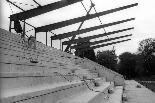 Fußball, Stadiongeschichte Stuttgarter Kickers Neue Tribüne im Kickers Stadion in Stuttgart