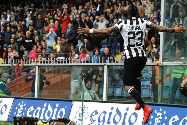 Esultanza Gol Arturo Vidal Juventus 0-1 Goal celebration Genova 02-05-2015 Stadio Ferraris, Football Calcio Serie A 2014 2015 Sampdoria - Juventus Foto Andrea Staccioli Insidefoto andreaxstaccioli