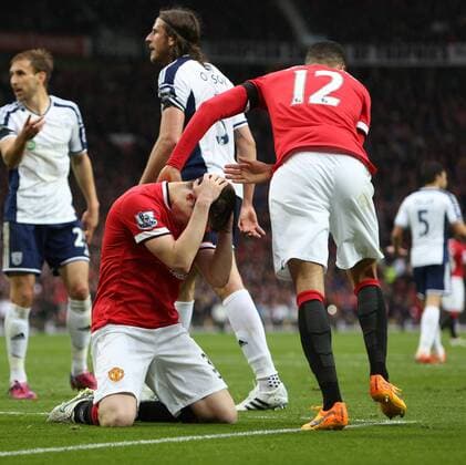 Patrick McNair of Manchester United ManU looks dejected following a missed chance on goal - Manchester United vs. West Bromwich Albion - Barclay s Premier League - Old Trafford - Manchester - 02 05 2015 Pic Philip Oldham Sportimage EDITORIAL USE ONLY. No use with unauthorised audio, video, data, fixture lists, club league logos or live services. Online in-match use limited to 120 images, no video emulation. No use in betting, games or single club league player publications.