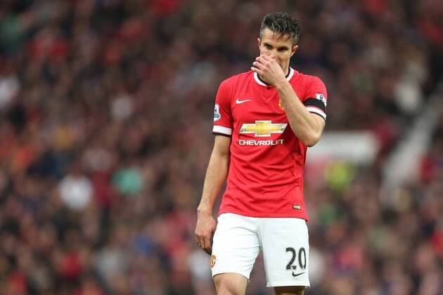 Robin van Persie of Manchester United ManU looks dejected - Manchester United vs. West Bromwich Albion - Barclay s Premier League - Old Trafford - Manchester - 02 05 2015 Pic Philip Oldham Sportimage EDITORIAL USE ONLY. No use with unauthorised audio, video, data, fixture lists, club league logos or live services. Online in-match use limited to 120 images, no video emulation. No use in betting, games or single club league player publications.