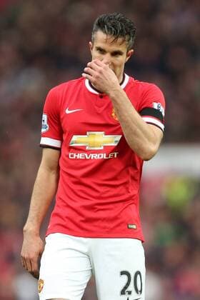 Robin van Persie of Manchester United ManU looks dejected - Manchester United vs. West Bromwich Albion - Barclay s Premier League - Old Trafford - Manchester - 02 05 2015 Pic Philip Oldham Sportimage EDITORIAL USE ONLY. No use with unauthorised audio, video, data, fixture lists, club league logos or live services. Online in-match use limited to 120 images, no video emulation. No use in betting, games or single club league player publications.