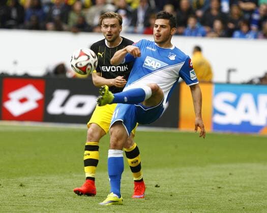 1899 Hoffenheim - Borussia Dortmund Marcel SCHMELZER, BvB Dortmund - Kevin VOLLAND, 1899 Hoffenheim, Aktion quer, Fußball, 1.BL Saison 2014 2015