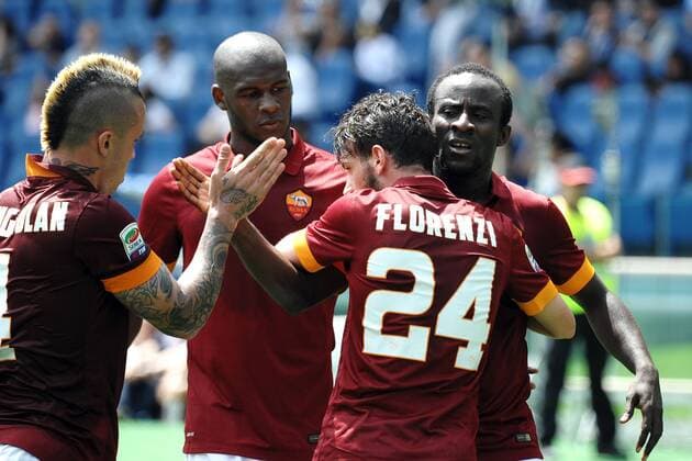 Doumbia Roma, Radja Nainggolan, Victor Ibarbo, Alessandro Florenzi Goal celebration Roma 03-05-2015 Stadio Olimpico, Football Calcio Serie A 2014 2015 AS Roma vs. Genoa CFC andreaxstaccioli