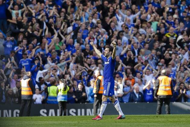 Aktuell FuÃŸball, England, Premier League, FC Chelsea ist Meister 03.05.2015. London, England. Barclays Premier League. Chelsea versus Crystal Palace. Chelsea s Cesc Fabregas celebrates his side s win at the final whistle xCraigxMercerx  ActionPlus11617981