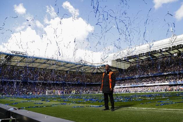 03.05.2015. London, England. Barclays Premier League. Chelsea versus Crystal Palace. Coloured streamers rain down on Stamford Bridge as the crowd celebrate their side becoming Champions xCraigxMercerx  ActionPlus11617987